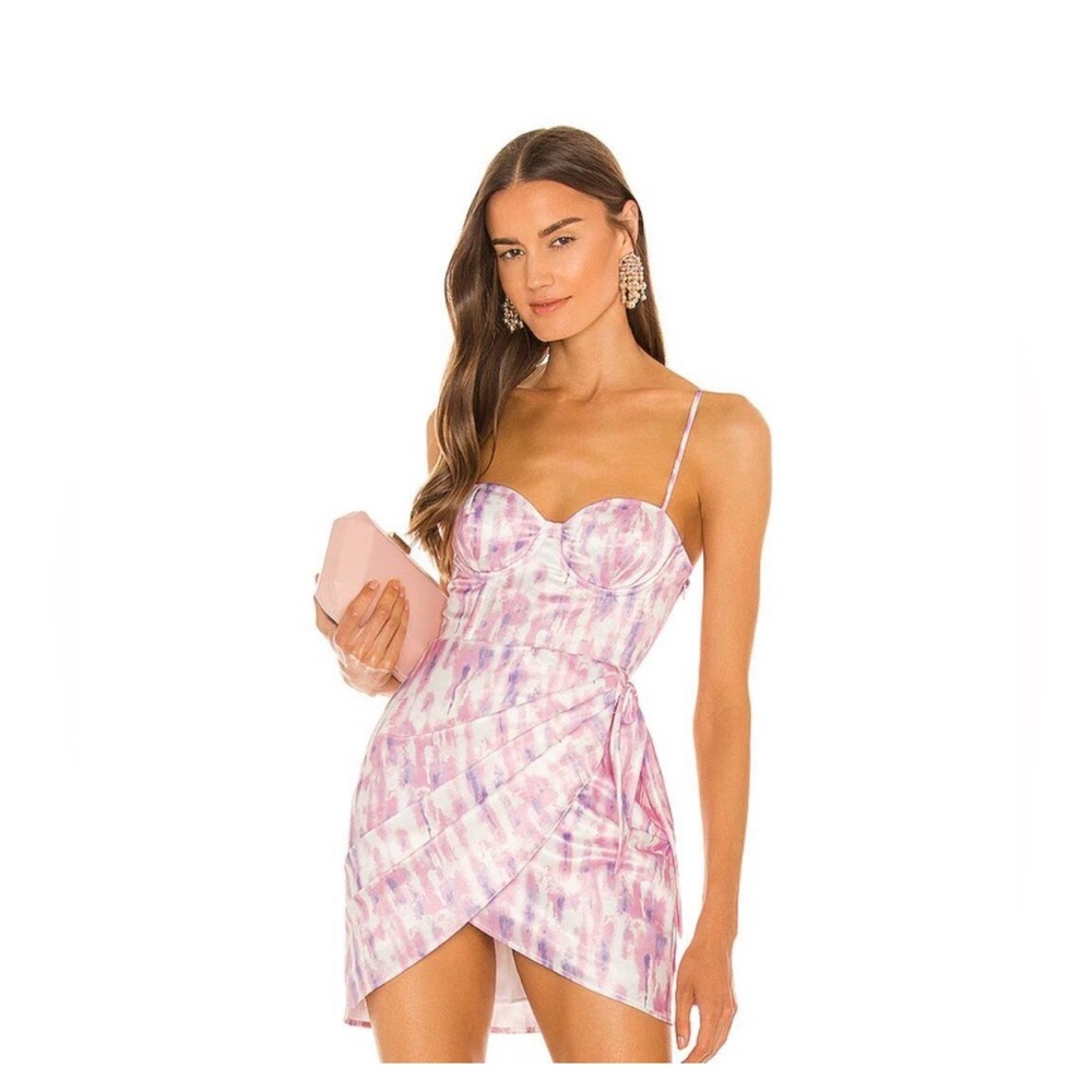 Michael Costello Pink Purple Tie-Dye Mini Dress